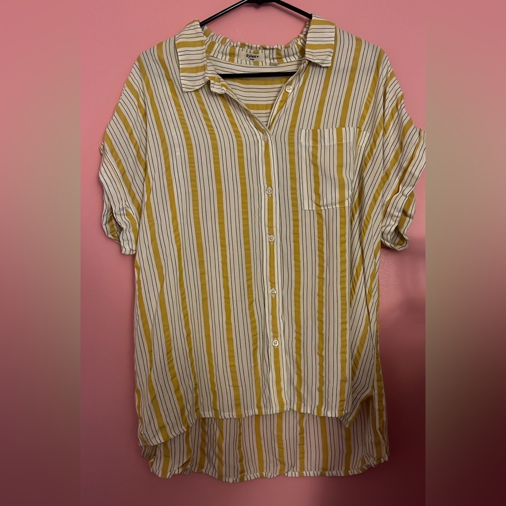 Dylan High/Low Striped Button Up - Picture 2 of 2